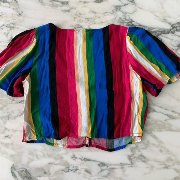 Forever 21 Rainbow Striped Crop Top - Picture 2 of 5
